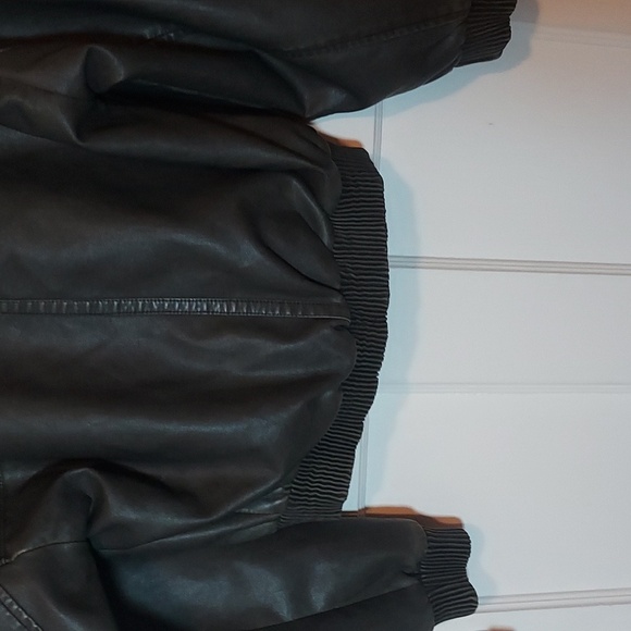 Princess Polly Faux Leather Jacket Washed Green - Picture 15 of 16